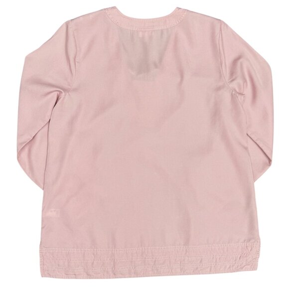 EUC Women's J. JILL Long Sleeve Pink Lace Up Shell Button Top | Size L - Picture 2 of 9